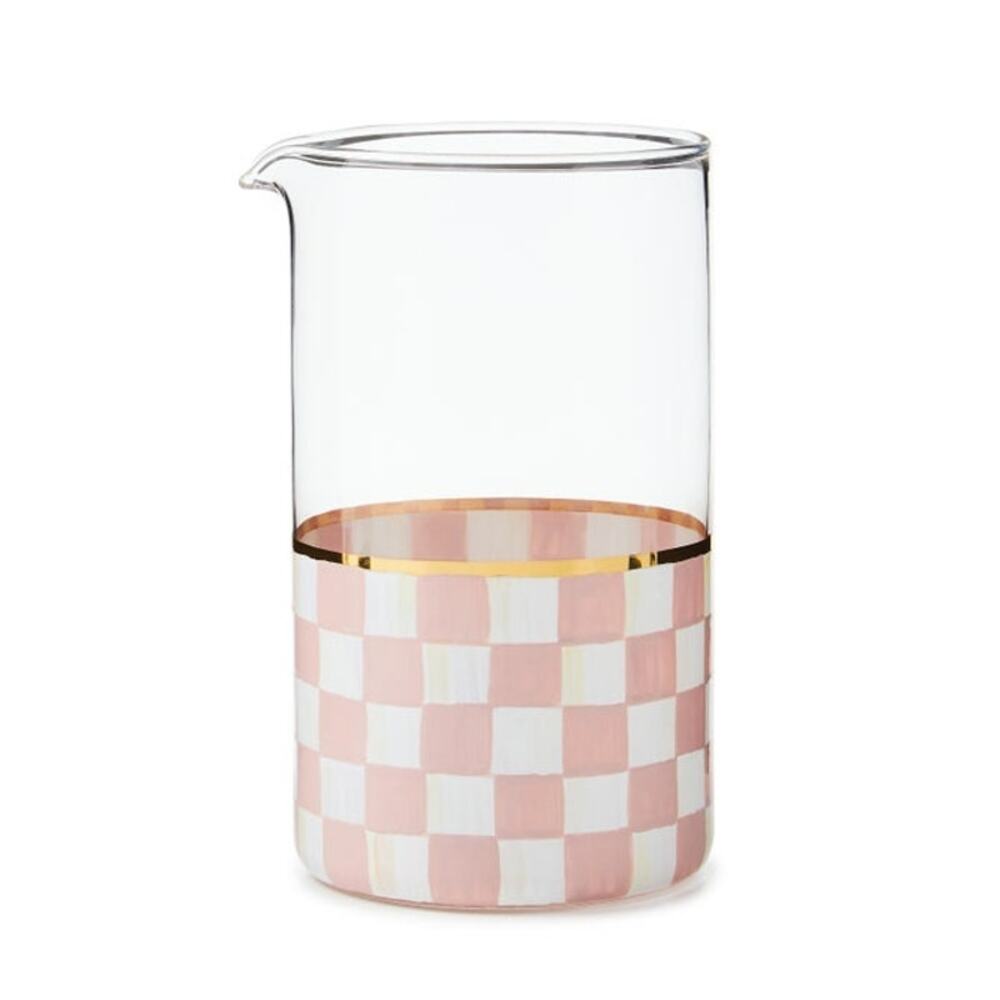 Brand New Mackenzie-Childs Rosy Check Mixing Glass
